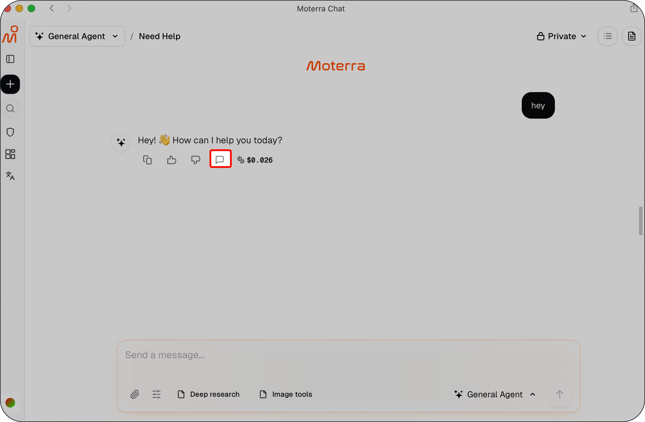 1st step - press feedback button in the chat interface
